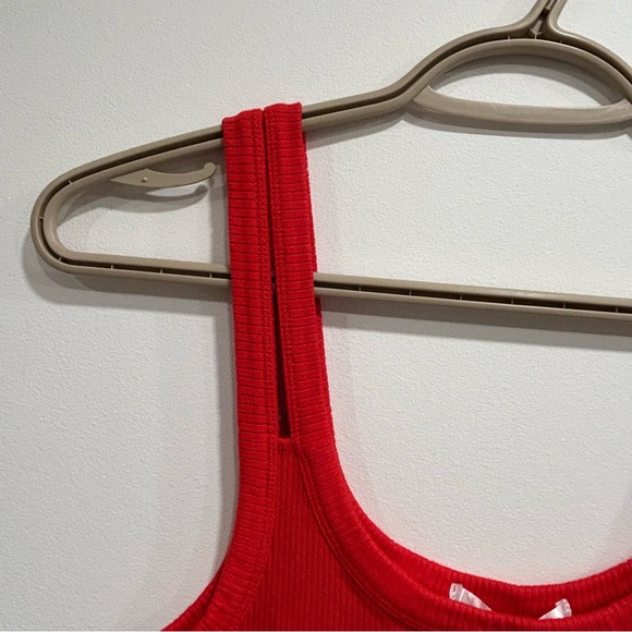 Red Ribbed Bodycon Dress - Picture 4 of 5